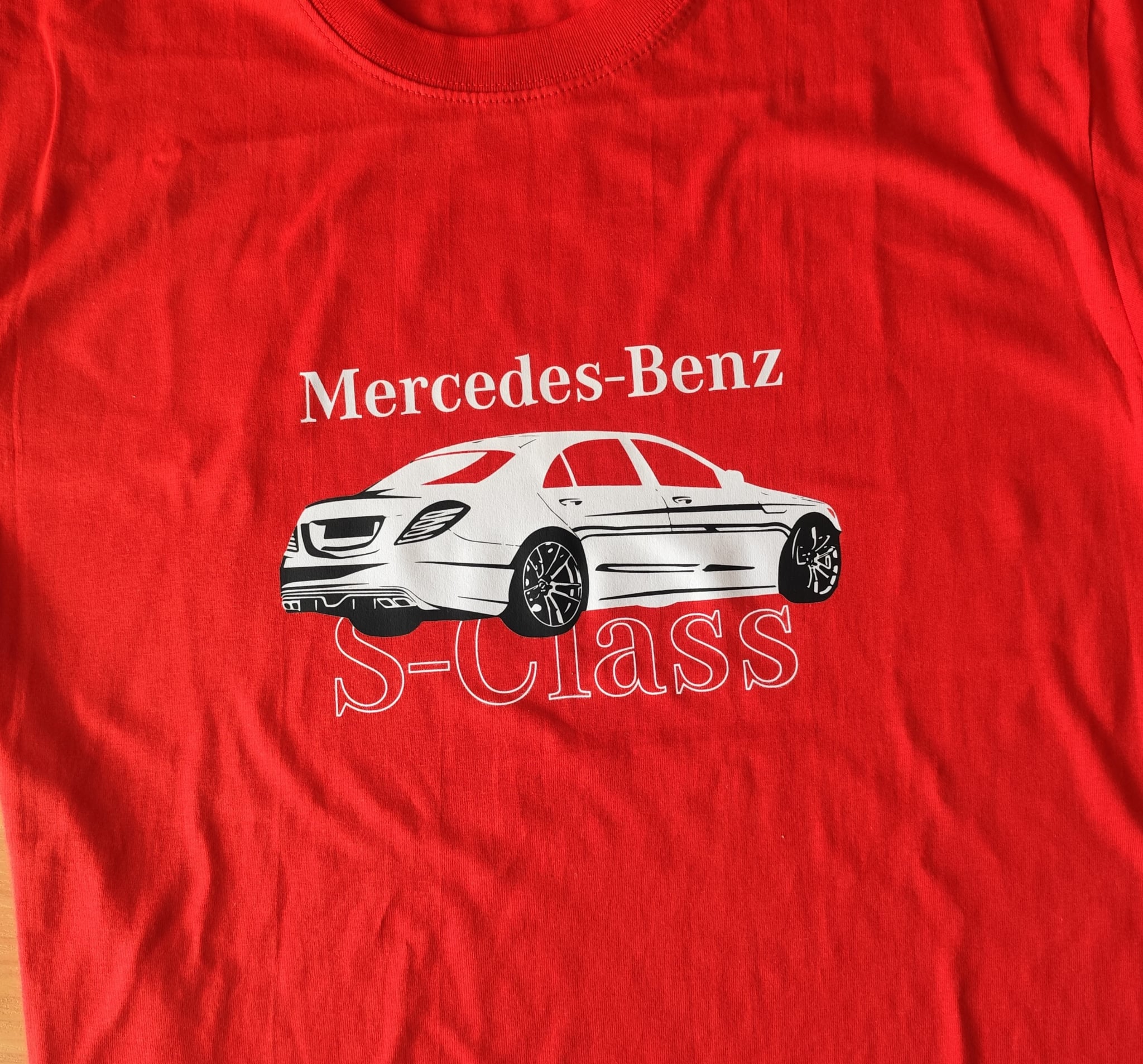 Тениски на MERCEDES S-class, бели и черни тениски на MERCEDES, тениска с щампа мерцедес