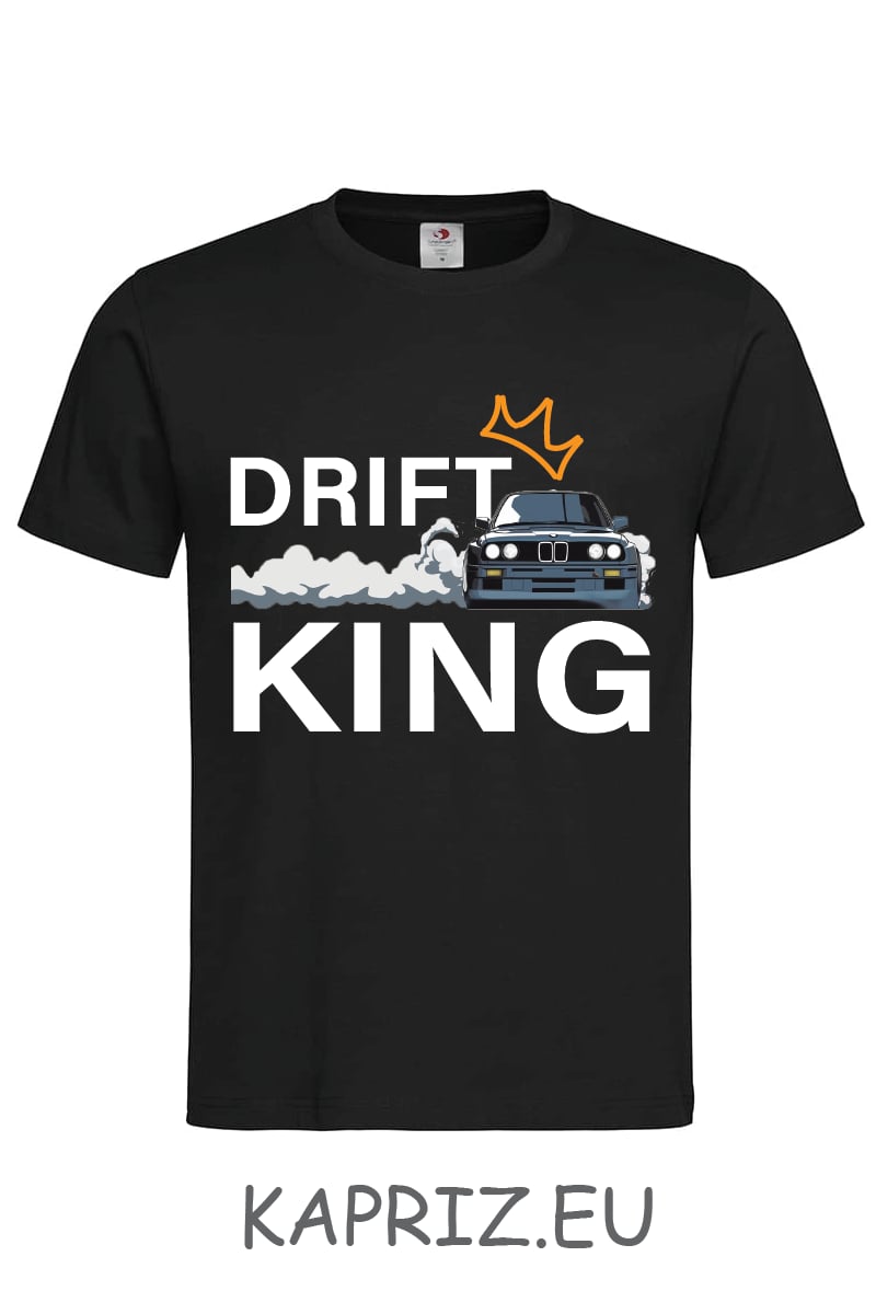 Тениски DRIFT KING, бели и черни тениски на Drift KING, тениска с щампа Drift KING bmw E30