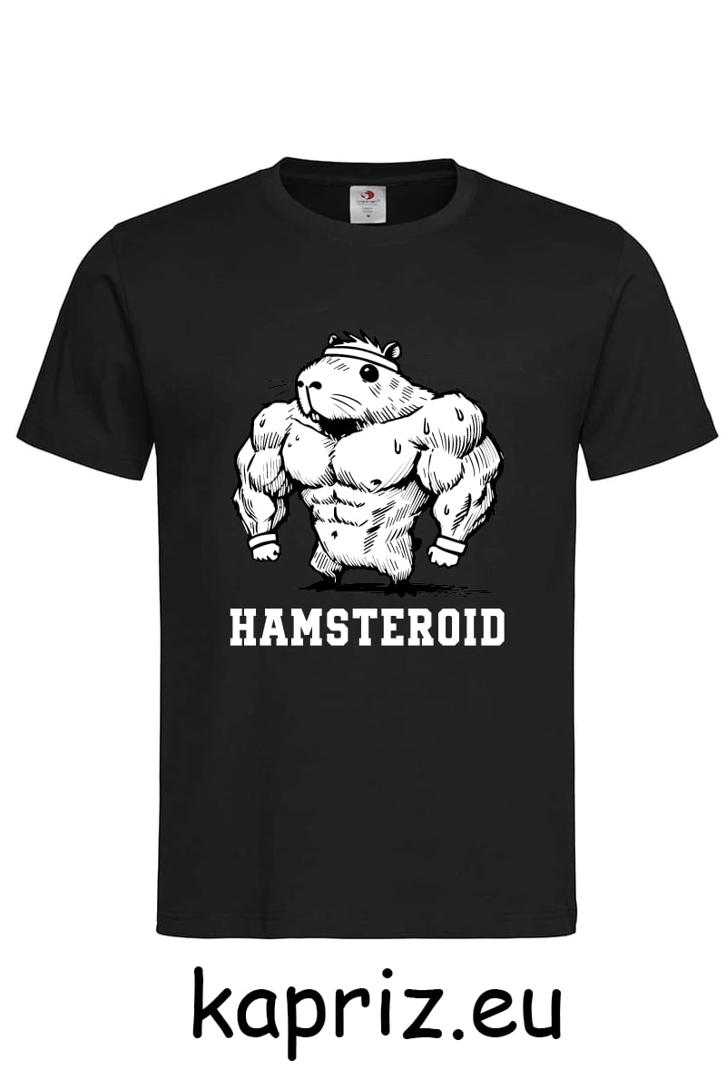 Тениски за фитнесджии Hamsteroid, бели и черни тениски за фитнес, тениска с щампа fitness, тениски фитнес