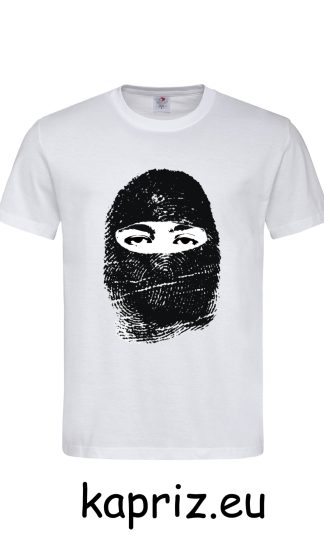 Тениски на YEAT Distressed Ski Mask, бели и черни тениски YEAT, тениска с щампа yeat, тениски yeat