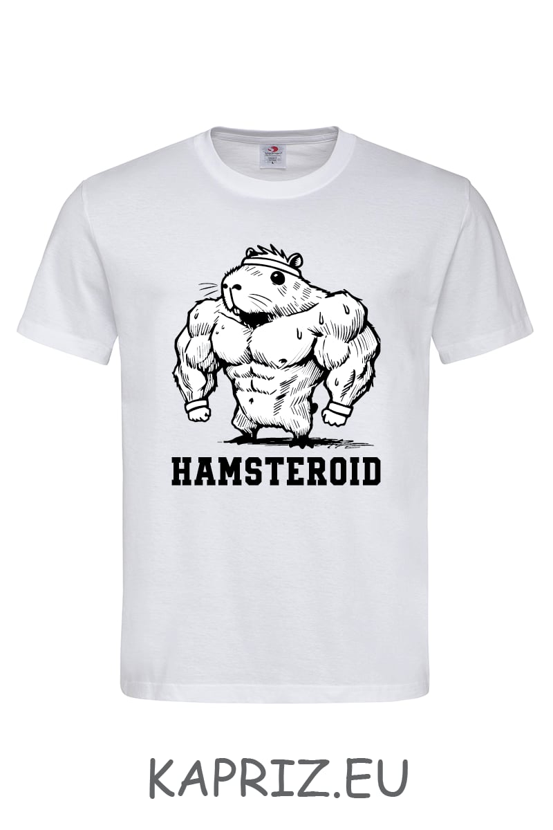 Тениски за фитнесджии Hamsteroid, бели и черни тениски за фитнес, тениска с щампа fitness, тениски фитнес