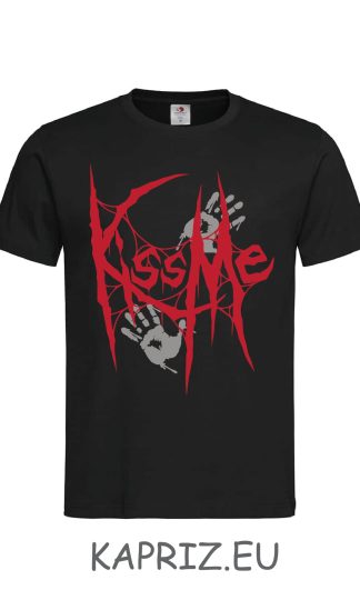 Тениски за Хелоуин Kiss Me web, бели и черни тениски за Хелоуин Kiss Me, тениска с щампа за Хелоуин Web