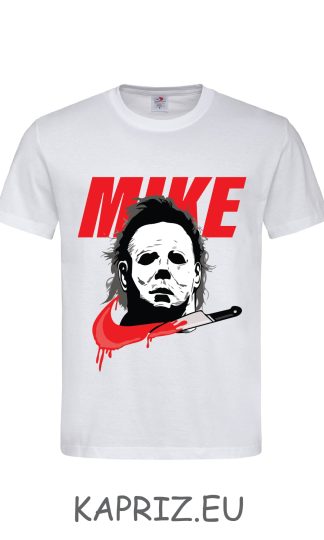 Тениски за Хелоуин MIKE, бели и черни тениски за Halloween mike, тениска с щампа за Хелоуин, Тениски за Halloween
