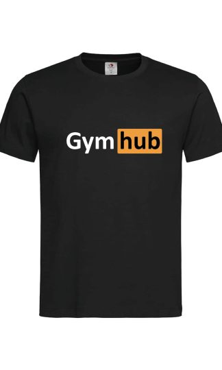 Тениски за фитнесджии Gym hub, бели и черни тениски за фитнес Gym hub, тениска с щампа fitness, тениски фитнес