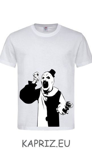 Тениски за Хелоуин Terrifier, бели и черни тениски за Хелоуин Terrifier, тениска с щампа за Хелоуин Terrifier